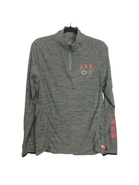 TEAM USA Olympic 1/4 Zip Long Sleeve Grey Shirt, size M
